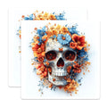 (2 Pack) Floral Sugar Skull Magnets - Day of the Dead Decor - Calavera Art Collection - 5 Inches On Longest Side - Thick Durable Magnet - Made in USA - MAG28255