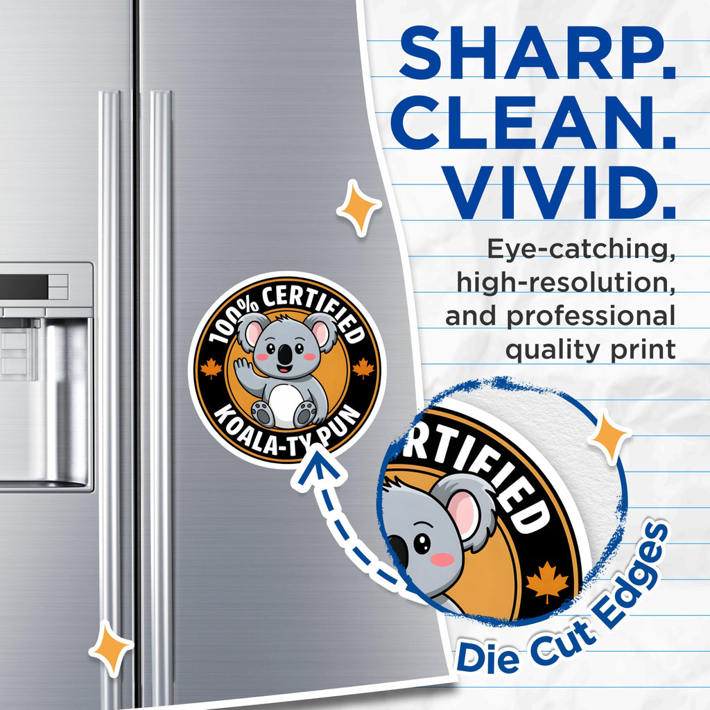 (2 Pack) 100% Certified Koala-Ty Pun Magnets - Cute Animal Magnet - Fun Fridge - 5" On Longest Side - for Cars, Fridges, Toolboxes - Made in USA - MAG3762