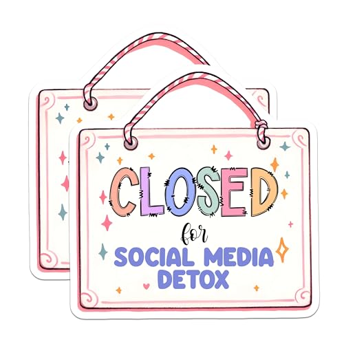 (2 Pack) Closed for Social Media Detox Magnets - Motivational Office Decor - Encouraging Signs for Home - 5" On Longest Side - for Cars, Fridges, Toolboxes - Made in USA - MAG7511