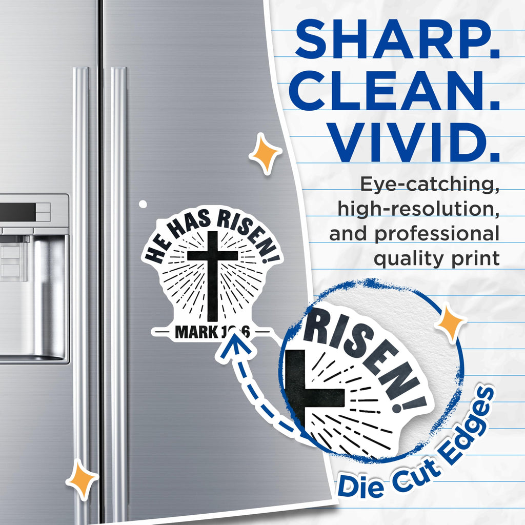 (2 Pack) He Has Risen Magnets - Christian Refrigerator Magnets - Easter Faith Decor - 5 Inches On Longest Side - Thick Durable Magnet - Made in USA - MAG30687