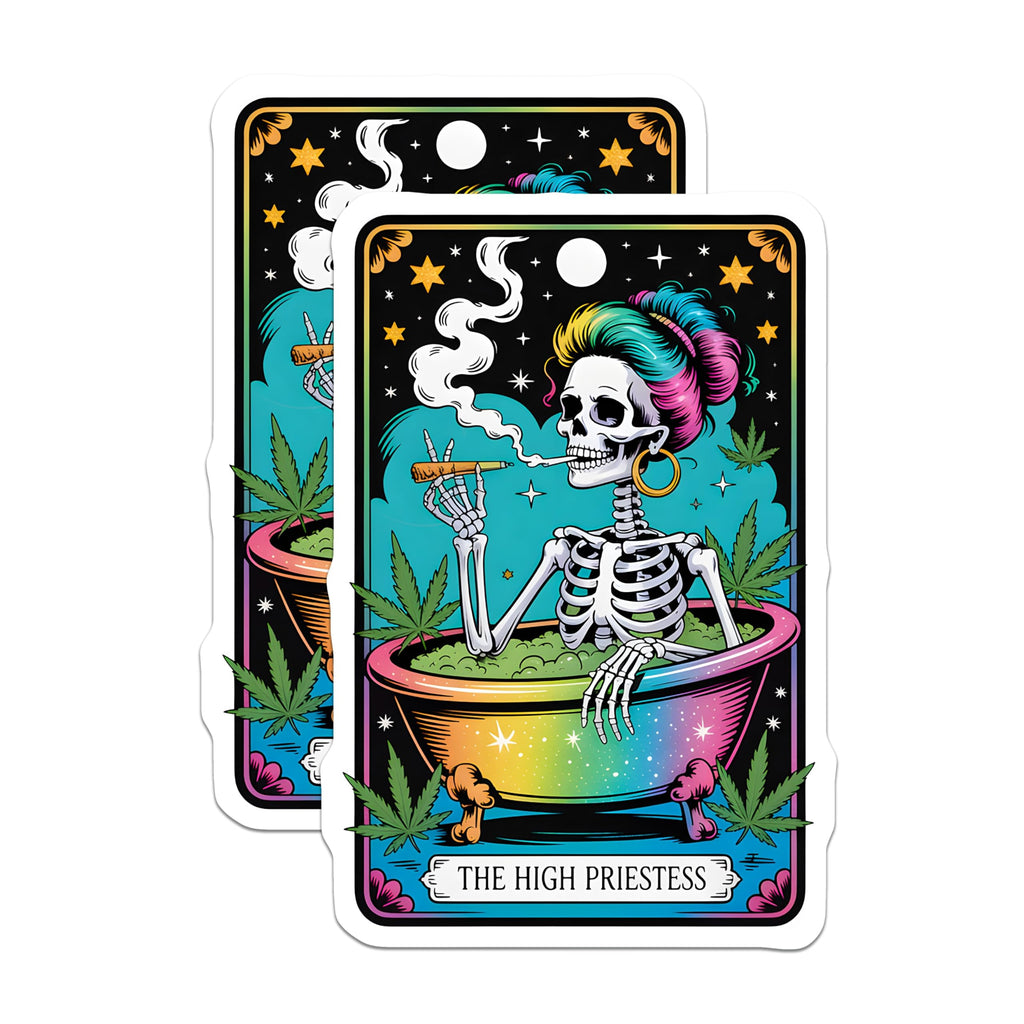 (2 Pack) High Priestess Magnets - Tarot Card Art - Weed Leaf Decor - 5" On Longest Side - Premium Magnet - for Cars, Refrigerators, Toolboxes, Lockers - Made in USA - MAG14707