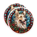 (2 Pack) Stained Glass German Shepherd Magnets - Christmas Dog Lover Decor - Festive Refrigerator Magnets for Pet Parents - 5 Inches On Longest Side - Thick Durable Magnet - Made in USA - MAG28172