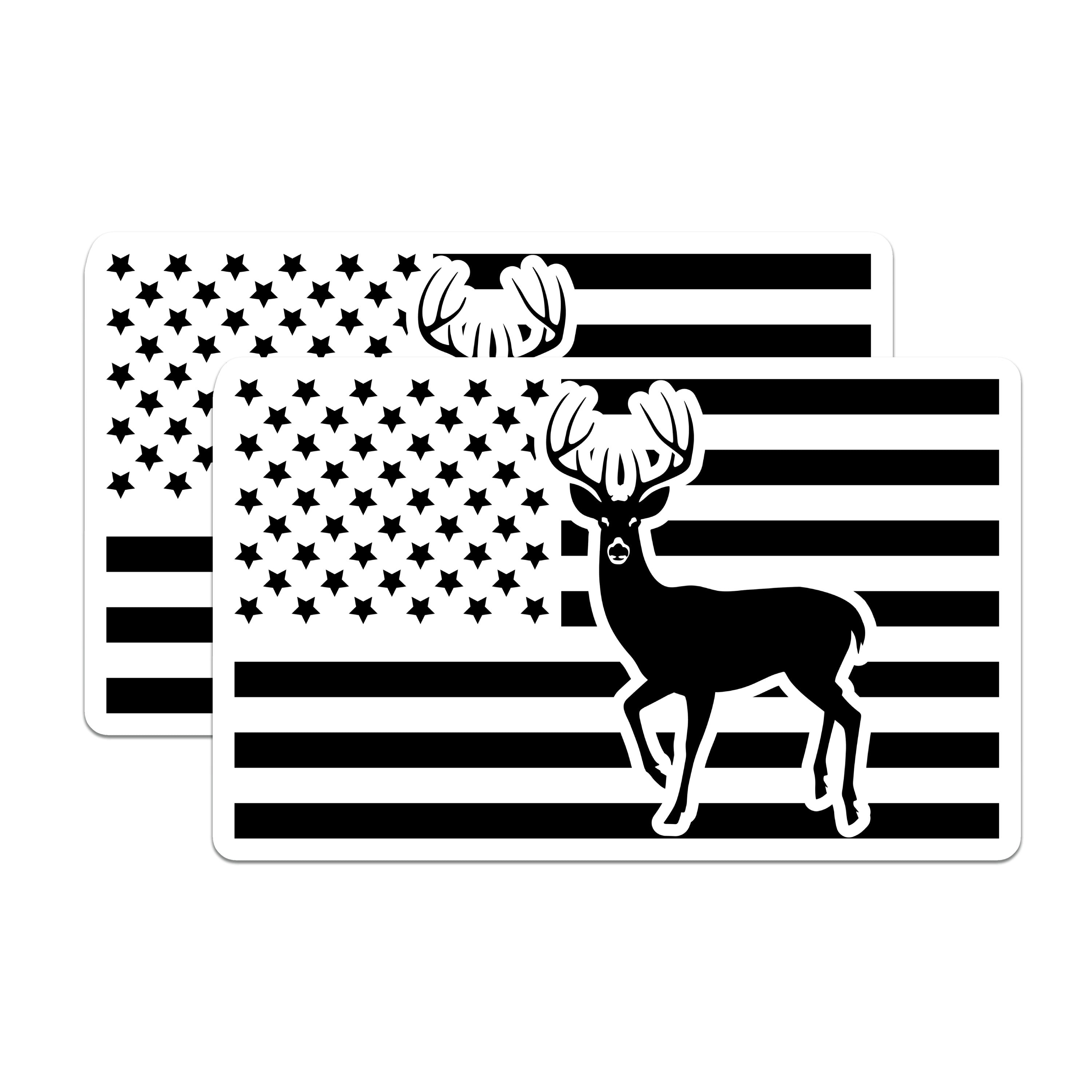 (2 Pack) American Flag Buck Magnets - Hunter Outdoorsman Decor - Patriotic Vehicle Fridge Accent - 5 Inches On Longest Side - Thick Durable Magnet - Made in USA - MAG38318