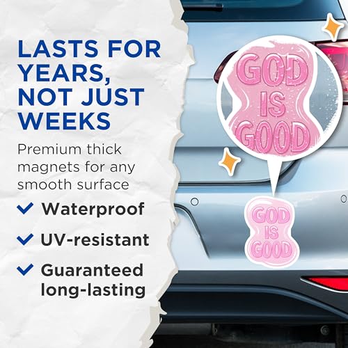 (2 Pack) God is Good Magnets Magnets - Inspirational Quote Magnet - Uplifting Magnet for Home or Office Decor - 5" On Longest Side - Made in USA - Sticks to Refrigerators & Metal Surfaces - MAG8812