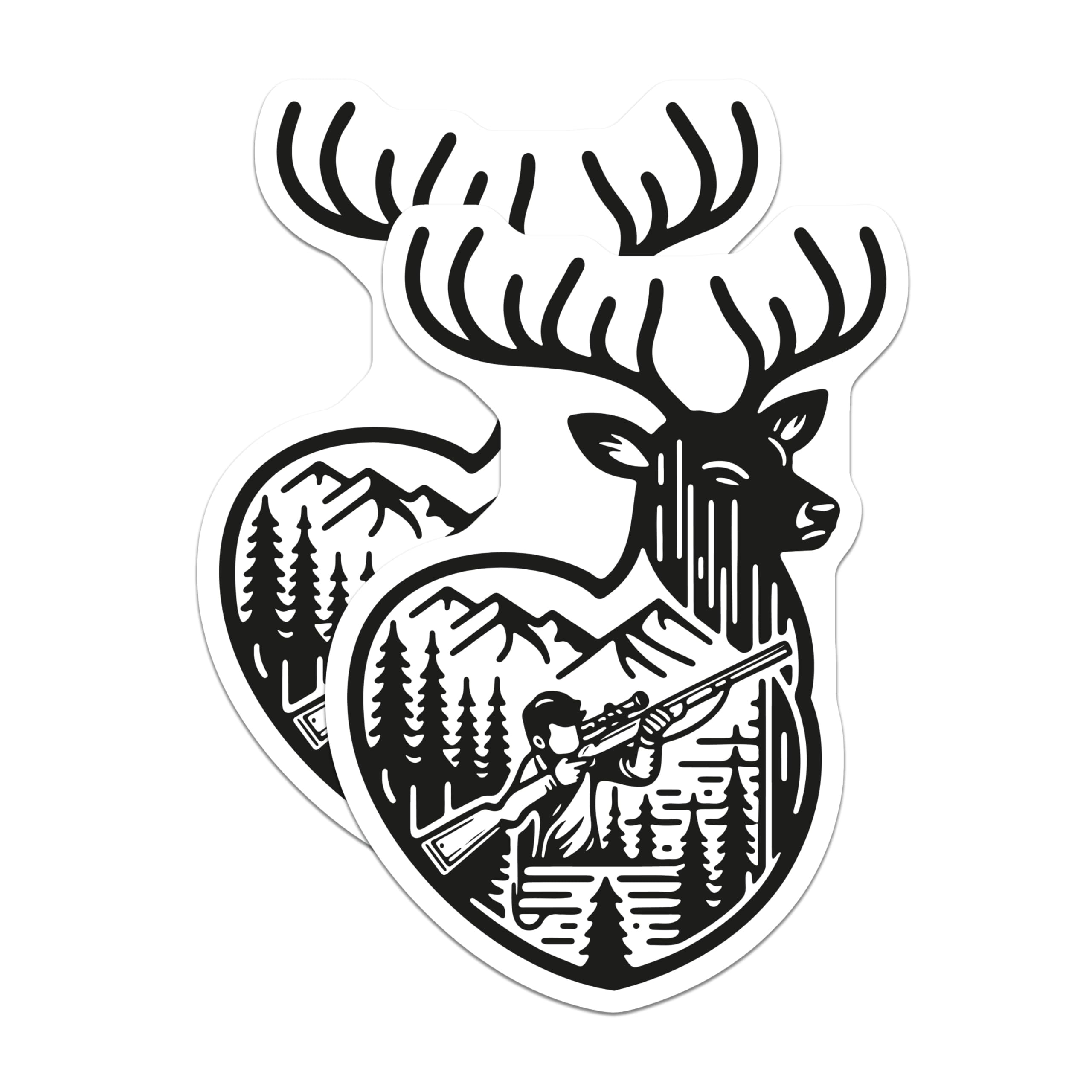 (2 Pack) Deer Hunting Magnets - Hunter Decor - Hunting Season Collectibles - Nature Wilderness Scene - Mountain Wildlife Art - 5 Inches On Longest Side - Thick Durable Magnet - Made in USA - MAG21227
