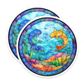 (2 Pack) Pisces Fish Magnets - Stained Glass Ocean Art - Zodiac Sign Decor Fridge - 5 Inches On Longest Side - Thick Durable Magnet - Made in USA - MAG28854