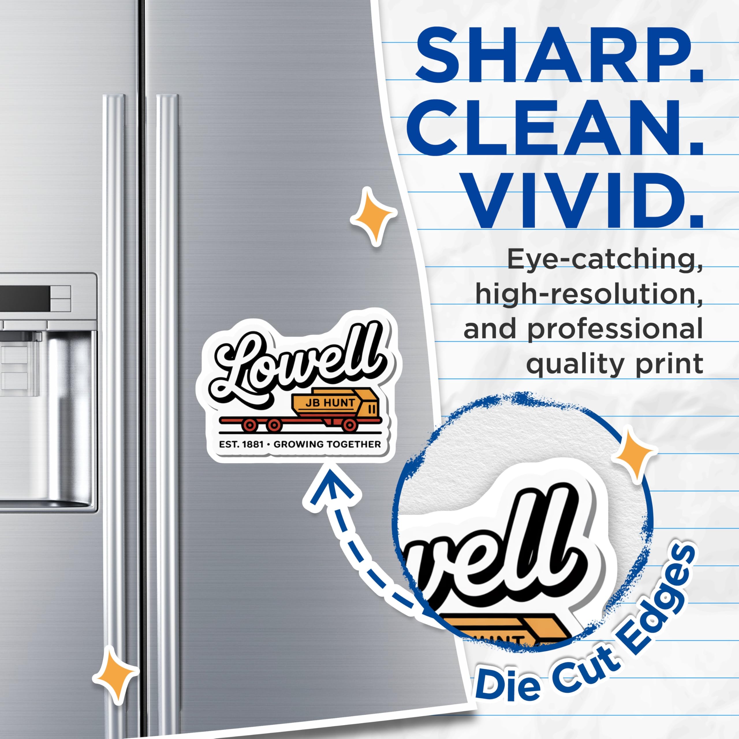 (2 Pack) JB Hunt Lowell Magnets - Trucking Company Logo - Fridge Magnets Decor - 5" On Longest Side - Premium Magnet - for Cars, Refrigerators, Toolboxes, Lockers - Made in USA - MAG18517