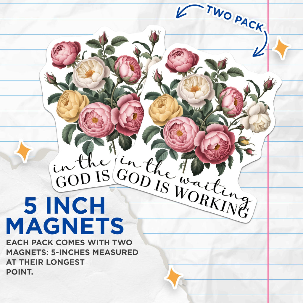 (2 Pack) Christian Magnets - Inspirational Verse Decor - Faith Scripture Floral Magnets - Encouragement Rose Magnets - 5 Inches On Longest Side - Thick Durable Magnet - Made in USA - MAG27130