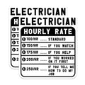 (2 Pack) Electrician Hourly Rate Stickers - Funny Electrician Quote - Work Rate Humor - Tradesman - 5" On Longest Side - Sticks to Smooth Flat Surfaces - Made in USA - BMCS4955
