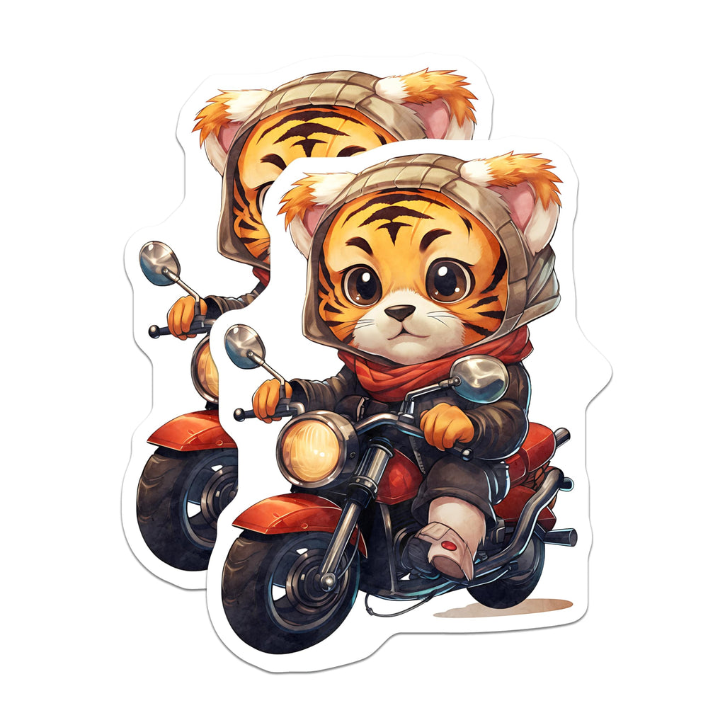 (2 Pack) Tiger Rider Magnets - Motorcycle Animal Art - Cute Biker Decor - 5" On Longest Side - Premium Magnet - for Cars, Refrigerators, Toolboxes, Lockers - Made in USA - MAG16911