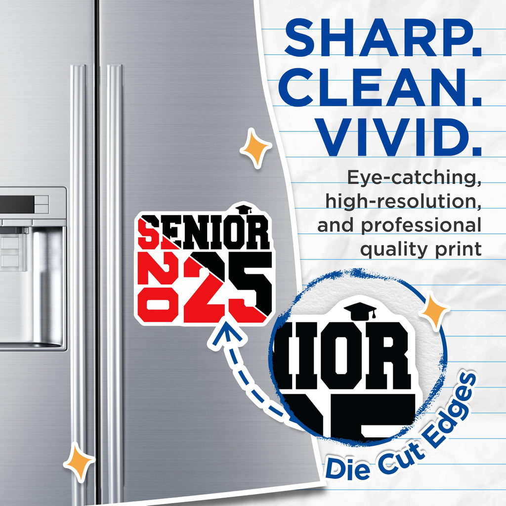 (2 Pack) Senior 2025 Magnets - School Graduation Magnets - Class of 2025 Fridge Magnets - 5" On Longest Side - for Cars, Refrigerators, Toolboxes, Lockers - Made in USA BMCS3101