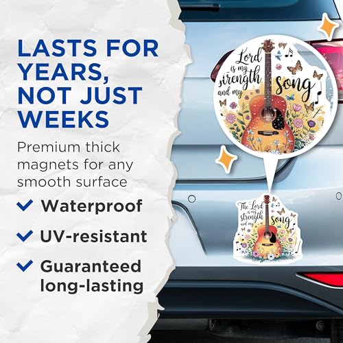 (2 Pack) Christian Guitar Magnets - Inspirational Music Decor - Faith-Based Decorative Magnets - 5" On Longest Side - for Cars, Fridges, Toolboxes - Made in USA - MAG6615