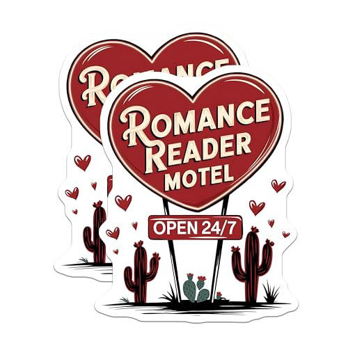 (2 Pack) Romance Reader Motel Magnets - Open 24/7 Magnets - Heart Shape Motel Magnets - 5" On Longest Side - for Cars, Refrigerators, Toolboxes, Lockers - Made in USA MAG3558