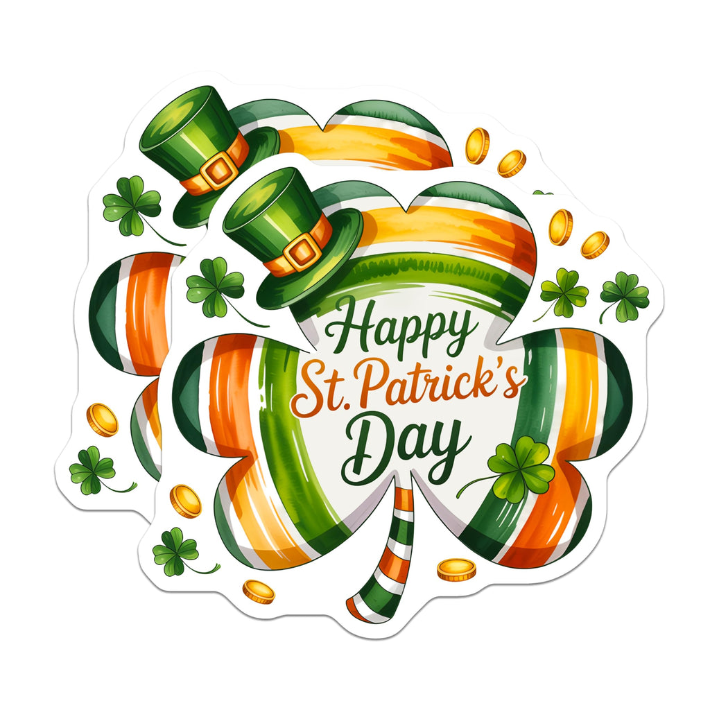 (2 Pack) St Patricks Day Magnets - Irish Shamrock Decor - Leprechaun Hat Celebration - Lucky Charm Refrigerator Accent - 5 Inches On Longest Side - Thick Durable Magnet - Made in USA - MAG28736