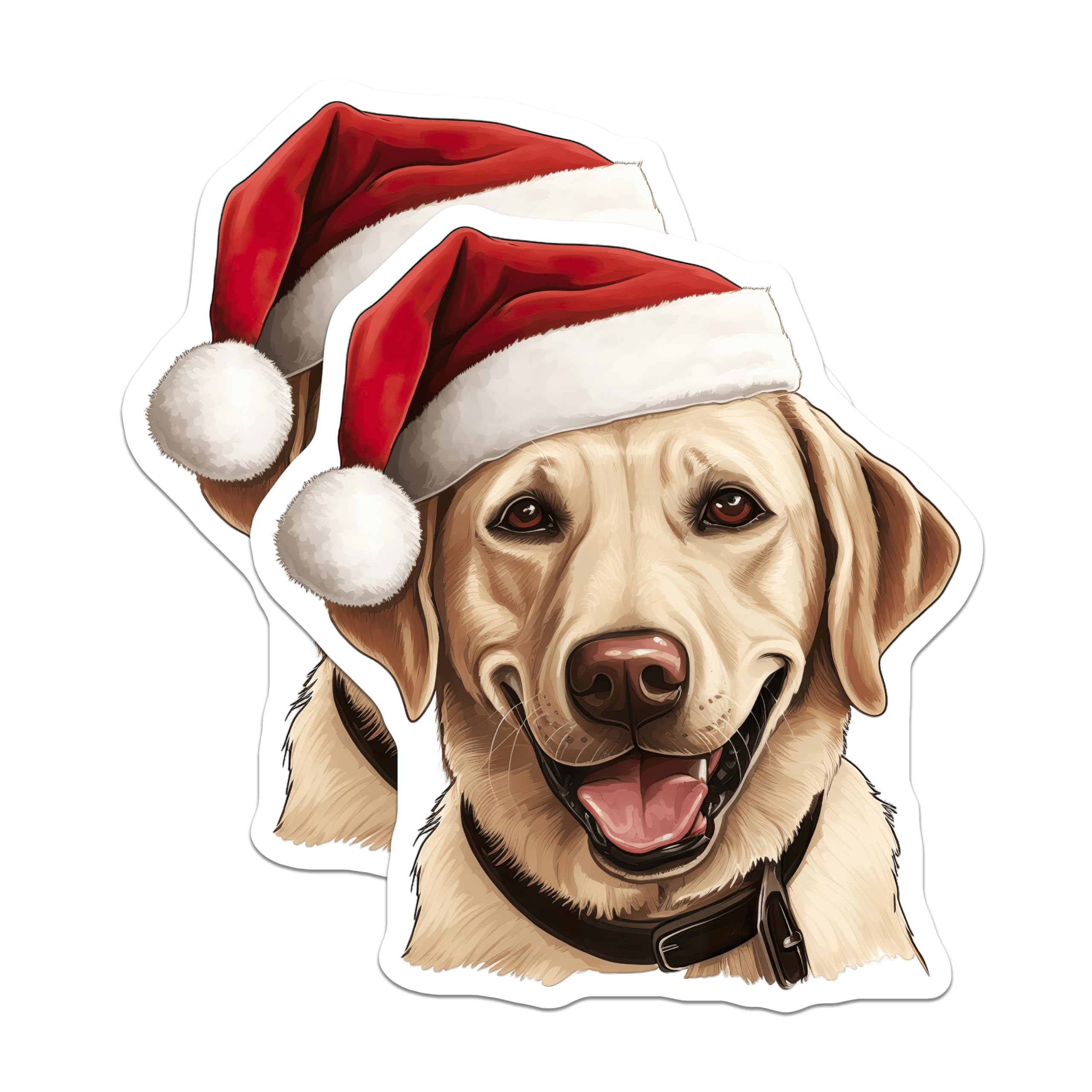 (2 Pack) Labrador Christmas Magnets - Santa Dog Decor - Holiday Pet Accessories - 5 Inches On Longest Side - Thick Durable Magnet - Made in USA - MAG30245