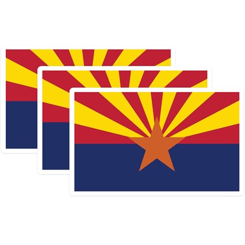 (3 Pack) Arizona Flag Decals - Patriotic State Pride - Laptop Car Bumper Stickers - 3 Inches On Longest Side - Easy Peel & Apply - Made in USA - 3MCS0175