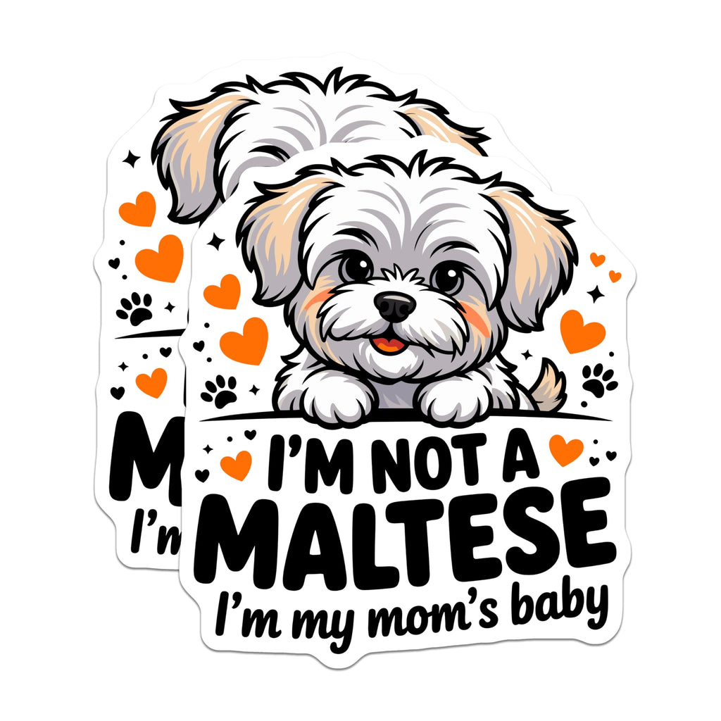 (2 Pack) Maltese Dog Magnets - Mom's Baby Pet Lover - Adorable Dog Mom Kitchen Decor - Cute Puppy Refrigerator Accessory - 5 Inches On Longest Side - Thick Durable Magnet - Made in USA - MAG25510