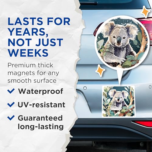(2 Pack) Koala Bear Magnets Magnets - Cute Koala Animal Decor - 5" On Longest Side - Made in USA - Sticks to Refrigerators & Metal Surfaces - MAG8690