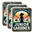 (3 Pack) Junior Gardener Decals - Gardening Tools Stickers - Laptop Decal- 3 Inches On Longest Side - Easy Peel & Apply - Made in USA - 3MCS5199