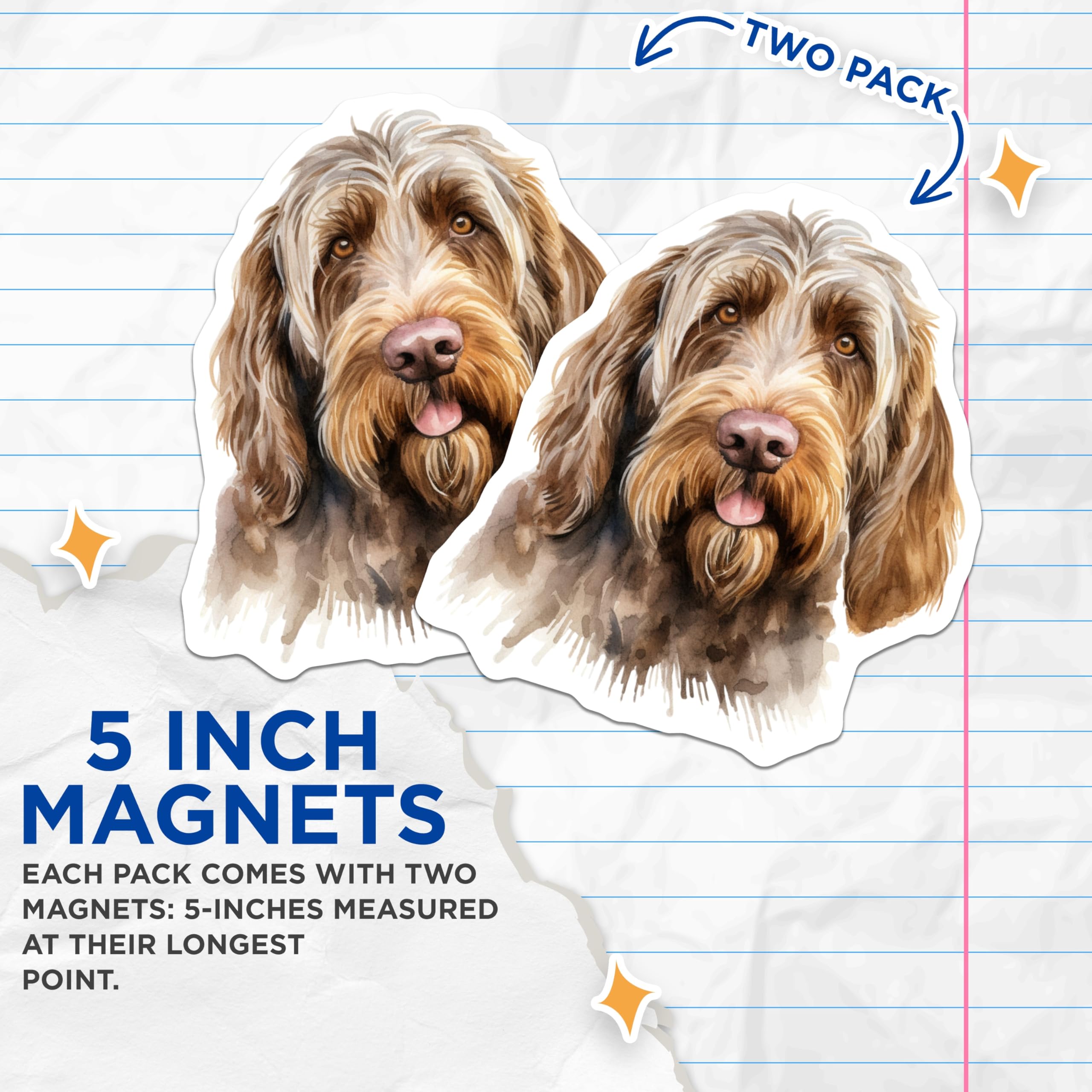 (2 Pack) Wirehaired Pointing Griffon Magnets - Scruffy Dog Watercolor Art - Canine Companion Fridge Kitchen Decor - 5 Inches On Longest Side - Thick Durable Magnet - Made in USA - MAG24092