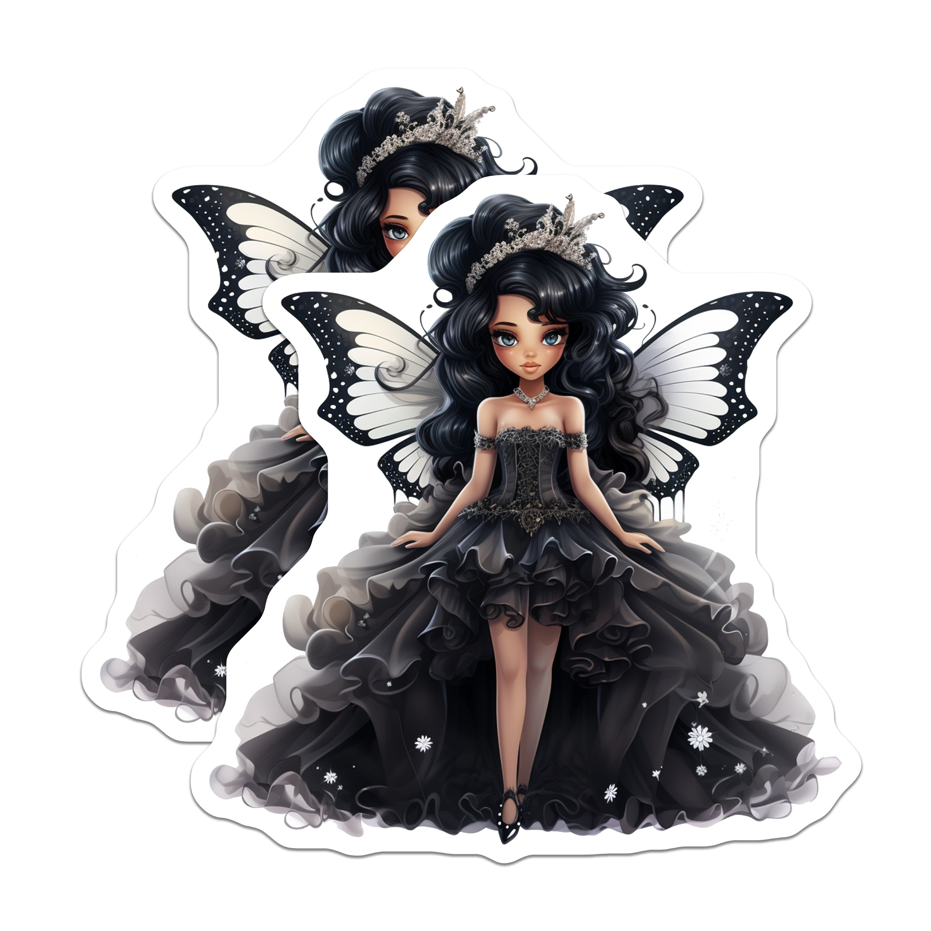 (2 Pack) Dark Fairy Princess Magnets - Gothic Aesthetic Decor - Whimsical Butterfly Queen Art - Enchanted Fantasycore - 5 Inches On Longest Side - Thick Durable Magnet - Made in USA - MAG39883