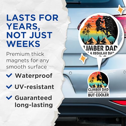 (2 Pack) Climber Dad Magnets - Like a Regular Dad But Cooler - Father's Day - Rock Climbing Dad Gift - Adventure Dad - 5" On Longest Side - for Cars, Fridges, Toolboxes - Made in USA - MAG3963