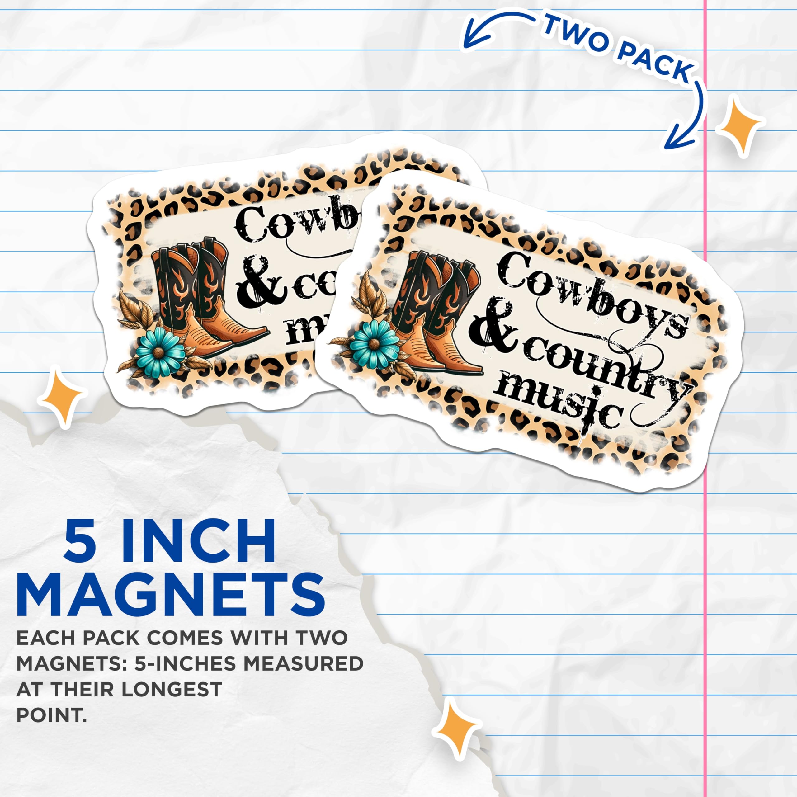 (2 Pack) Cowboy Boots Magnets - Country Music - Western Style Fridge Decor - 5" On Longest Side - Premium Magnet - for Cars, Refrigerators, Toolboxes, Lockers - Made in USA - MAG16284