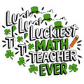(3 Pack) Luckiest Math Teacher Decals - St Patricks Day Decor - Shamrock Teacher Sticker - 3 Inches On Longest Side - Easy Peel & Apply - Made in USA - 3MCS4355