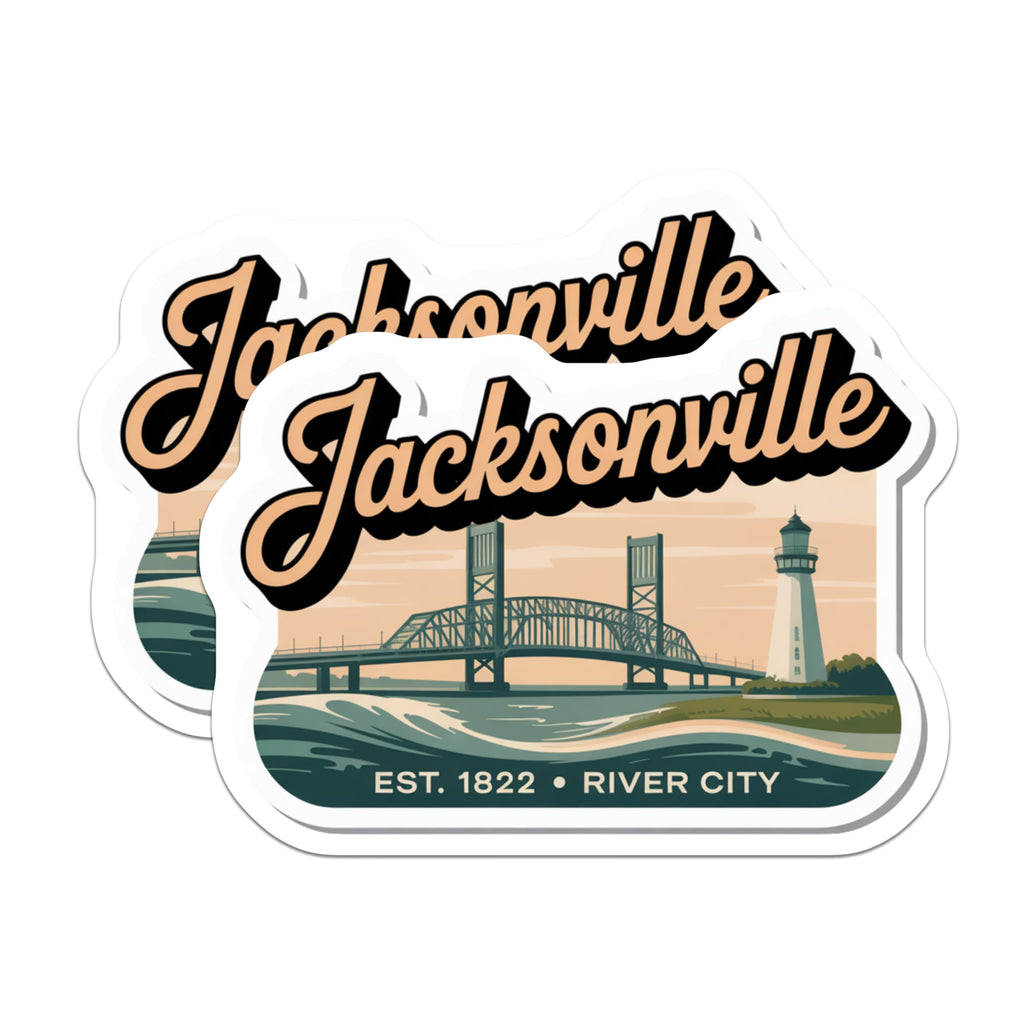 (2 Pack) Jacksonville Magnets - Florida Travel Souvenir - River City Fridge Magnets - 5" On Longest Side - Premium Magnet - for Cars, Refrigerators, Toolboxes, Lockers - Made in USA - MAG17336