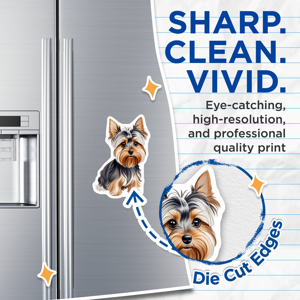 (2 Pack) Yorkshire Terrier Dog Magnets - Cute Yorkie Lover Decor - Pet Parent Refrigerator Item - 5 Inches On Longest Side - Thick Durable Magnet - Made in USA - MAG39639