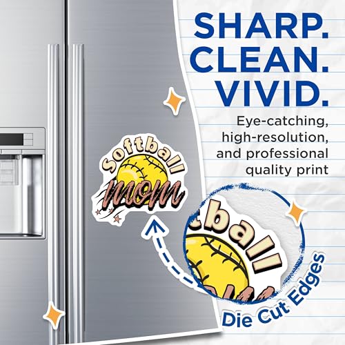 (2 Pack) Softball Mom Magnets Magnets - Sports Car Accessories - Sports Mom Decals - 5" On Longest Side - Made in USA - Sticks to Refrigerators & Metal Surfaces - MAG9221