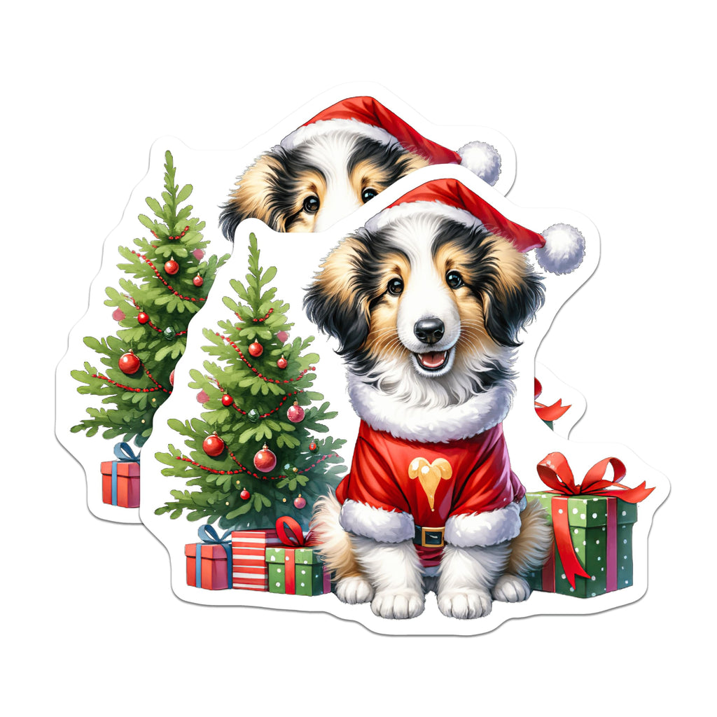 (2 Pack) Christmas Dog Magnets - Santa Puppy Decor - Holiday Pet Lover - 5 Inches On Longest Side - Thick Durable Magnet - Made in USA - MAG28093