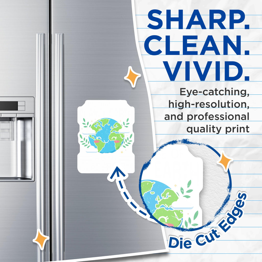 (2 Pack) Cute Happy Earth Magnets - Smiling Planet Decor - Eco Friendly Global Awareness Kitchen Fridge Accessories - 5 Inches On Longest Side - Thick Durable Magnet - Made in USA - MAG21881