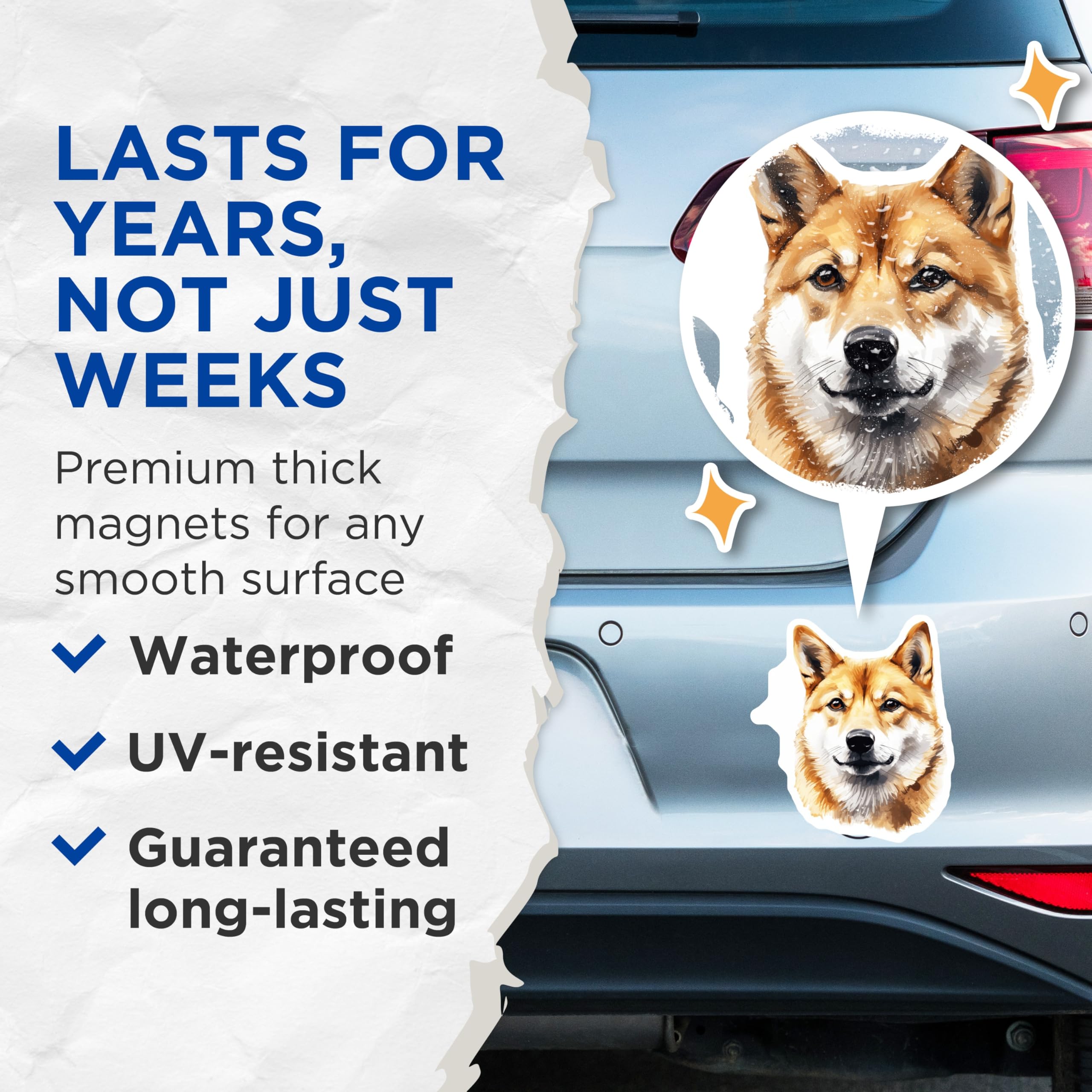 (2 Pack) Shiba Inu Magnets - Cute Dog Decor - Japanese Breed Pet Lover - 5 Inches On Longest Side - Thick Durable Magnet - Made in USA - MAG29560