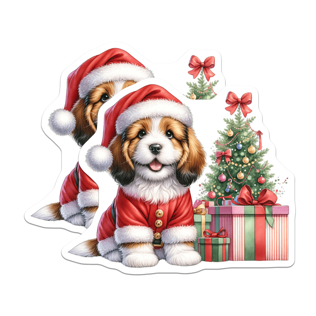 (2 Pack) Christmas Puppy Magnets - Adorable Santa Dog Holiday Decor - Festive Pet Lover Kitchen Accent - 5 Inches On Longest Side - Thick Durable Magnet - Made in USA - MAG27974