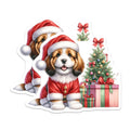 (2 Pack) Christmas Puppy Magnets - Adorable Santa Dog Holiday Decor - Festive Pet Lover Kitchen Accent - 5 Inches On Longest Side - Thick Durable Magnet - Made in USA - MAG27974