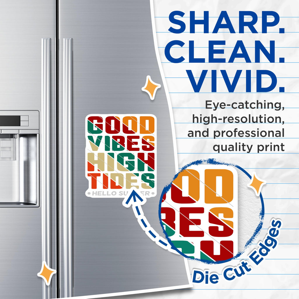 (2 Pack) Good Vibes High Tides Magnets - Hello Summer Inspiration - Beach Ocean Decor Accent - 5 Inches On Longest Side - Thick Durable Magnet - Made in USA - MAG21757
