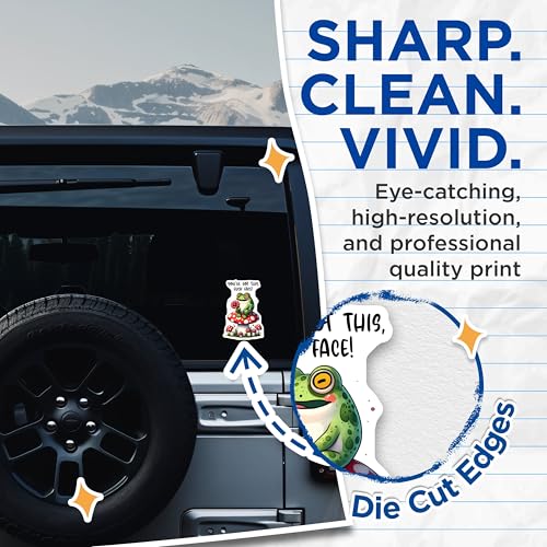 (2 Pack) You've Got This Stickers - Frog on Mushroom - Funny Encouragement Stickers - 5" On Longest Side - Sticks to Smooth Flat Surfaces - Made in USA - BMCS9681