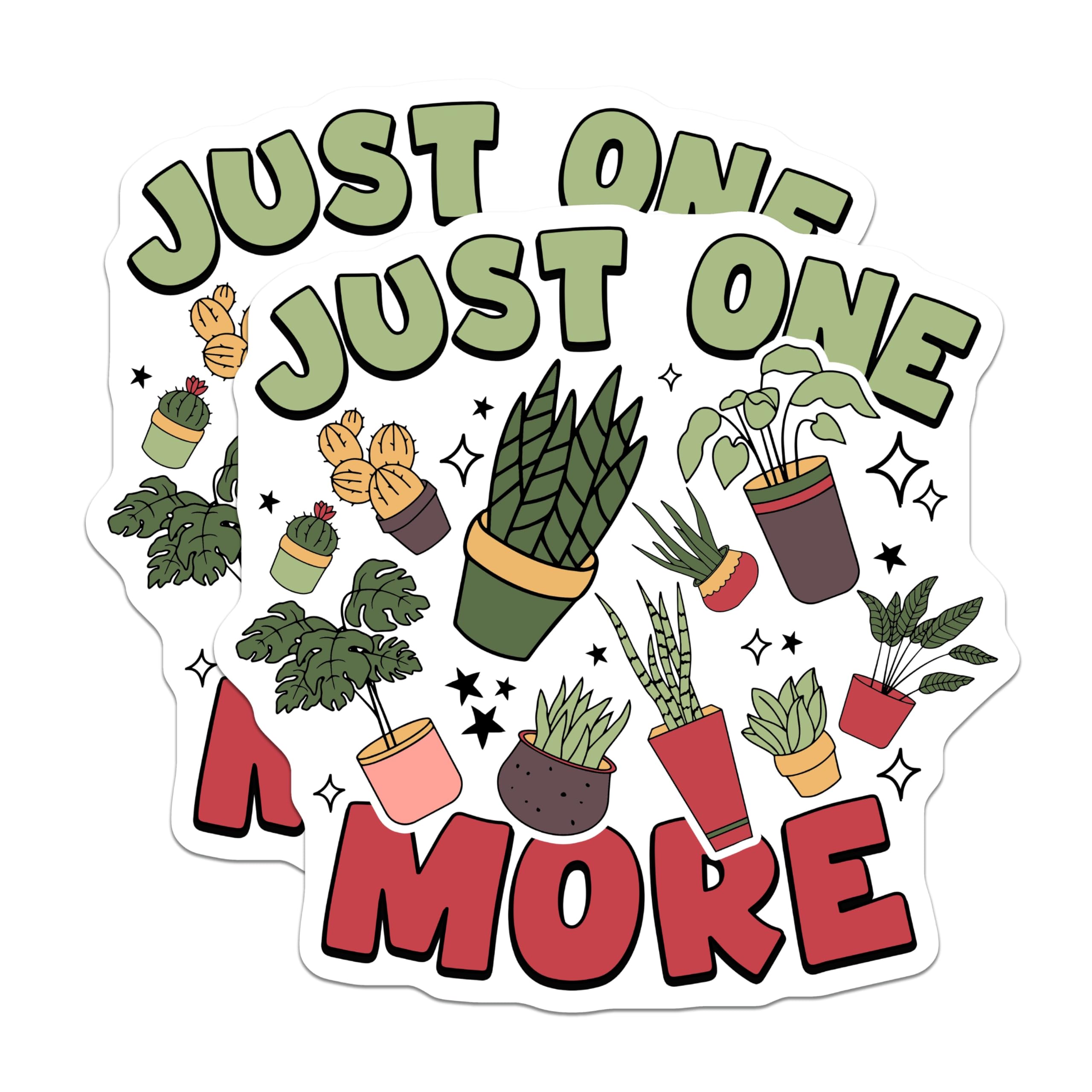 (2 Pack) Just One More Plant Magnets - Houseplant Collector Decor - Succulent Cactus Lover Art - Indoor Garden Theme - 5 Inches On Longest Side - Thick Durable Magnet - Made in USA - MAG19111