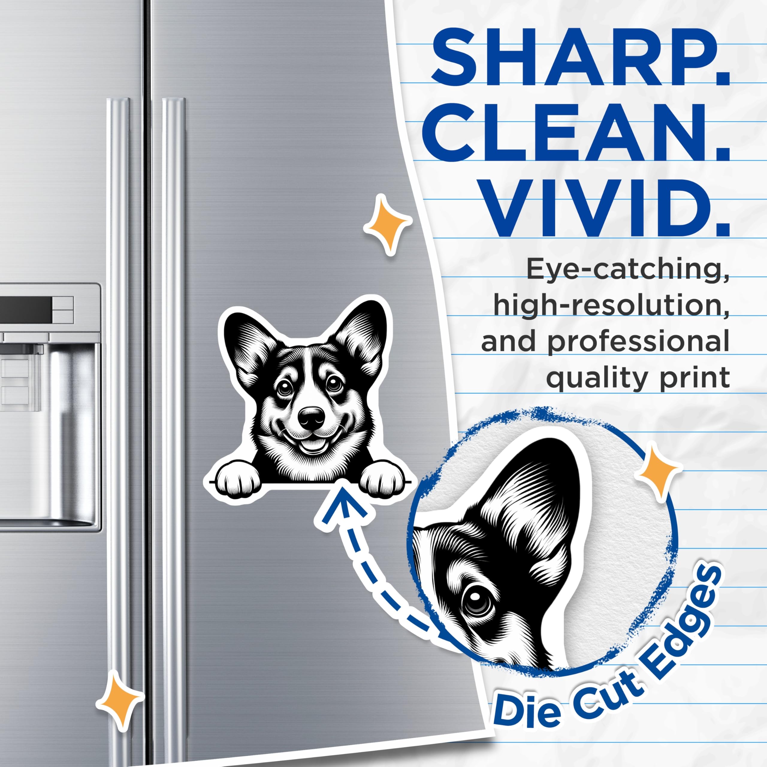 (2 Pack) Corgi Dog Magnets - Cute Pet Lover - Refrigerator Decorations - 5" On Longest Side - Premium Magnet - for Cars, Refrigerators, Toolboxes, Lockers - Made in USA - MAG15901