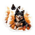 (2 Pack) Australian Shepherd Magnets - Autumn Dog Art - Fall Foliage Pet Illustration - Cute Aussie Dog - Animal Lover Decor - 5 Inches On Longest Side - Thick Durable Magnet - Made in USA - MAG24135