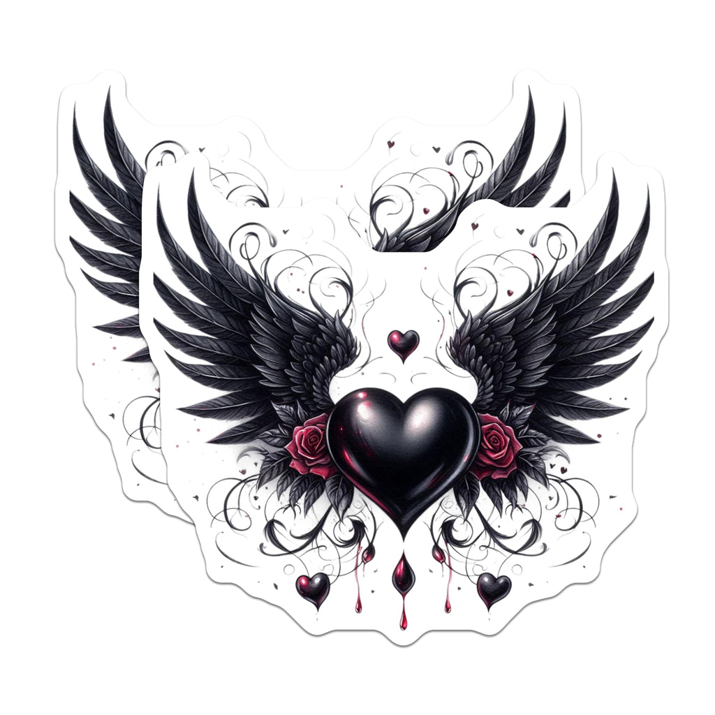 (2 Pack) Winged Heart Magnets - Gothic Romance Decor - Dark Heart Design - 5" On Longest Side - Premium Magnet - for Cars, Refrigerators, Toolboxes, Lockers - Made in USA - MAG16249