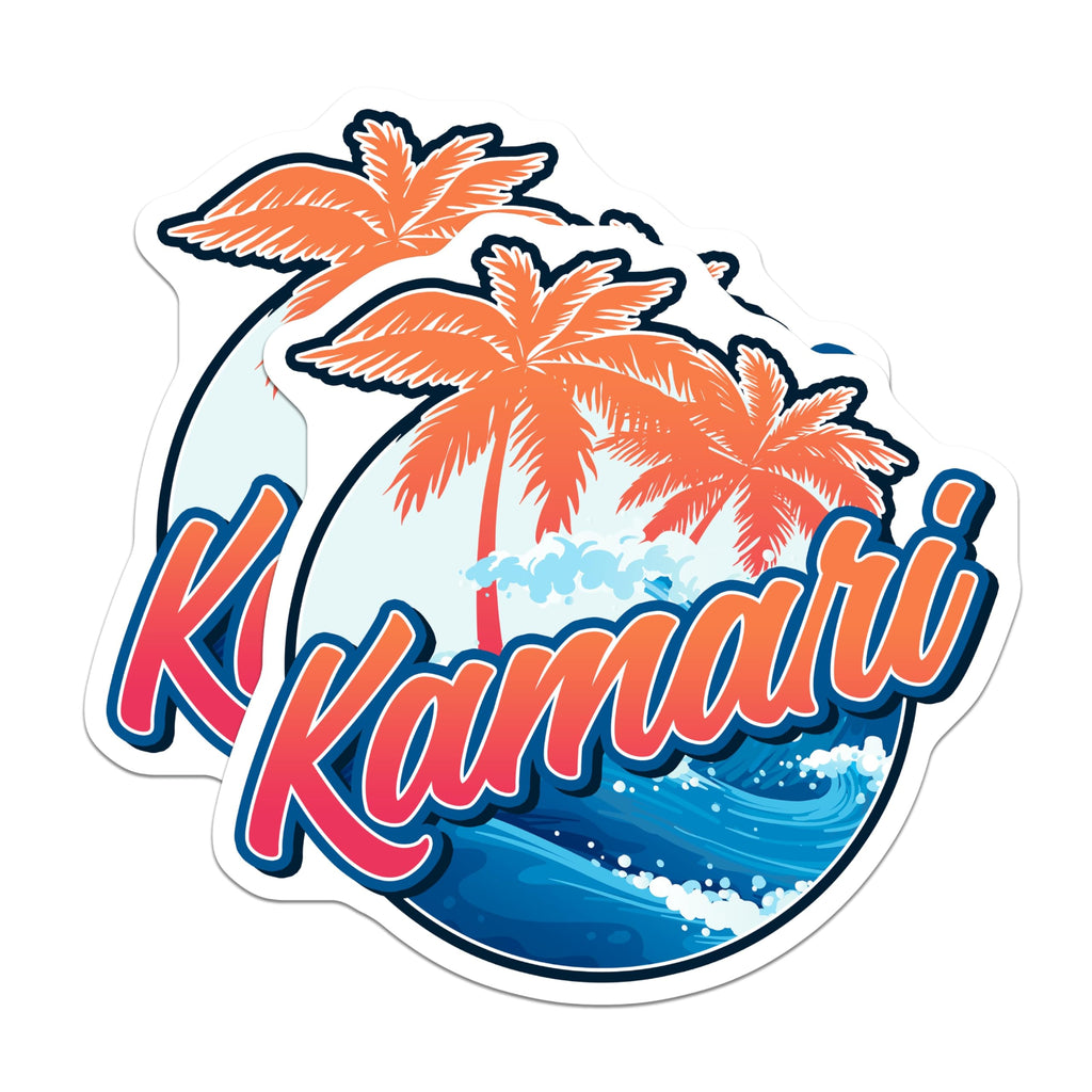 (2 Pack) Kamari Greece Magnets - Palm Tree - Beach Ocean Vacation Souvenir - 5" On Longest Side - Premium Magnet - for Cars, Refrigerators, Toolboxes, Lockers - Made in USA - MAG18745