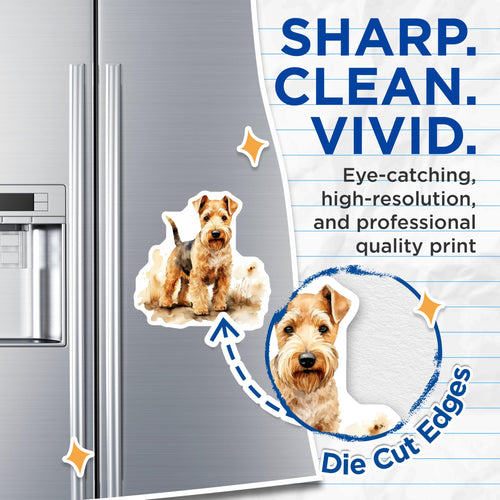 (2 Pack) Airedale Terrier Dog Magnets - Watercolor Pet Portrait - Dog Lover Kitchen Decor - 5 Inches On Longest Side - Thick Durable Magnet - Made in USA - MAG28903