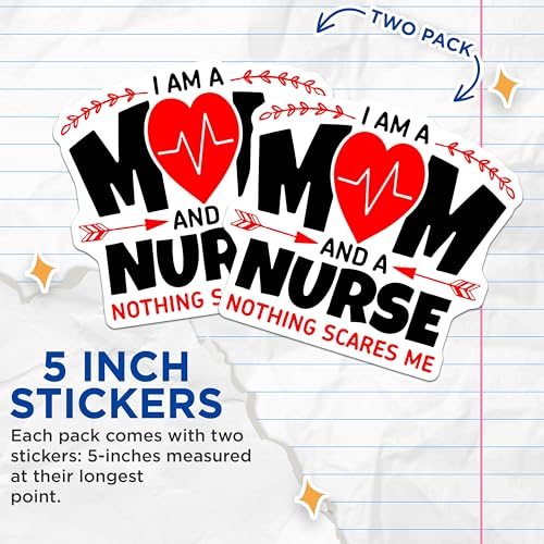 (2 Pack) Nurse Stickers - 5" On Longest Side - Sticks to Smooth Flat Surfaces - Made in USA - BMCS8900 - BMCS8900