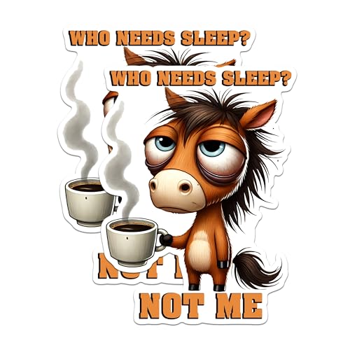 (2 Pack) Funny Inspirational Stickers - Who Needs Sleep Not Me Stickers - Coffee Theme Animal Stickers - 5" On Longest Side - Sticks to Any Smooth Flat Surface - Made in USA - BMCS2769