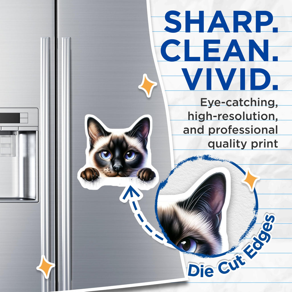 (2 Pack) Siamese Cat Magnets - Cute Kitten Decor - Fridge Decoration - 5" On Longest Side - Premium Magnet - for Cars, Refrigerators, Toolboxes, Lockers - Made in USA - MAG15930