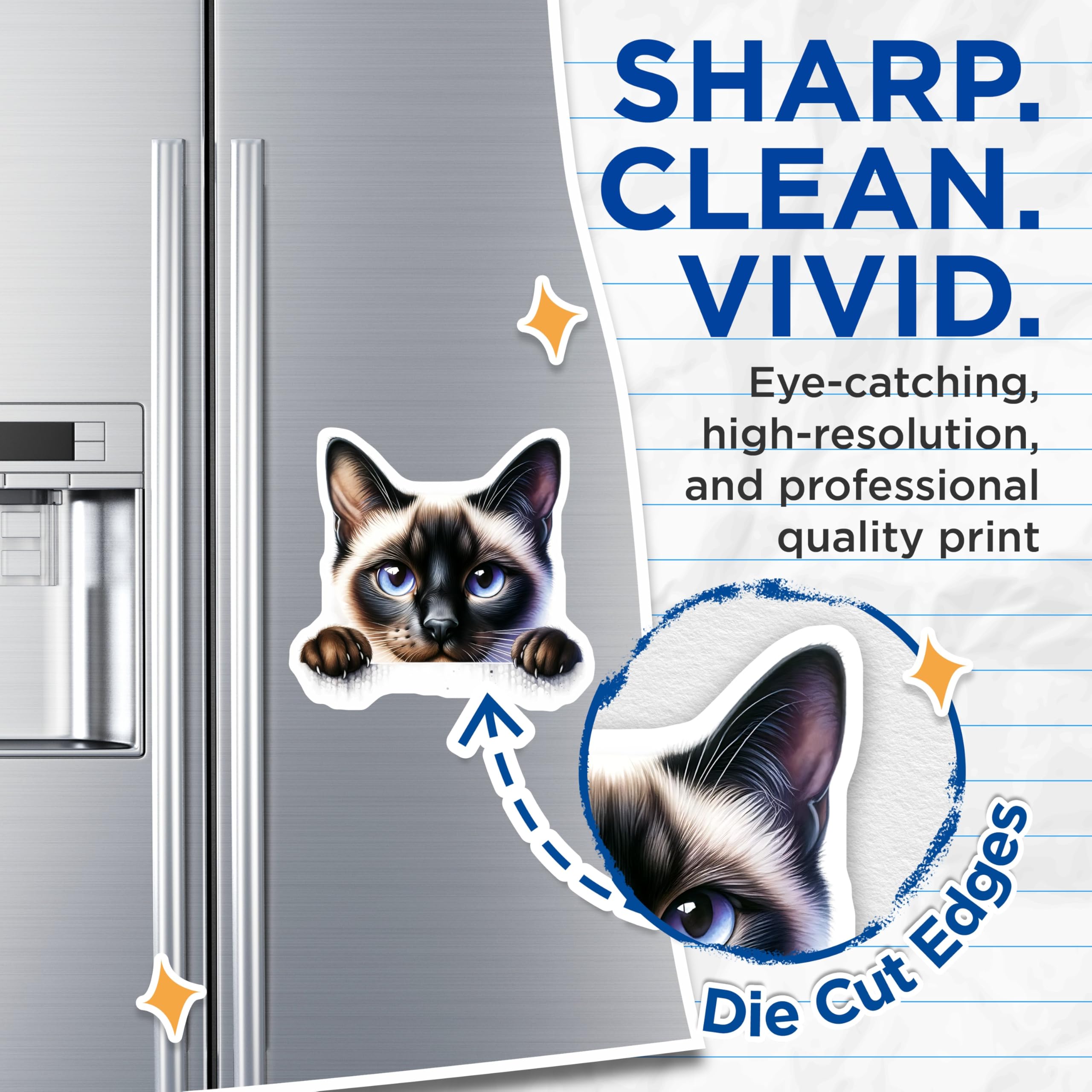 (2 Pack) Siamese Cat Magnets - Cute Kitten Decor - Fridge Decoration - 5" On Longest Side - Premium Magnet - for Cars, Refrigerators, Toolboxes, Lockers - Made in USA - MAG15930