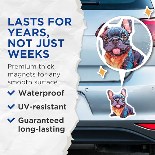 (2 Pack) French Bulldog Magnets - Cute Dog Lovers - French Bulldog Accessories - 5" On Longest Side - for Cars, Fridges, Toolboxes - Made in USA - MAG3939