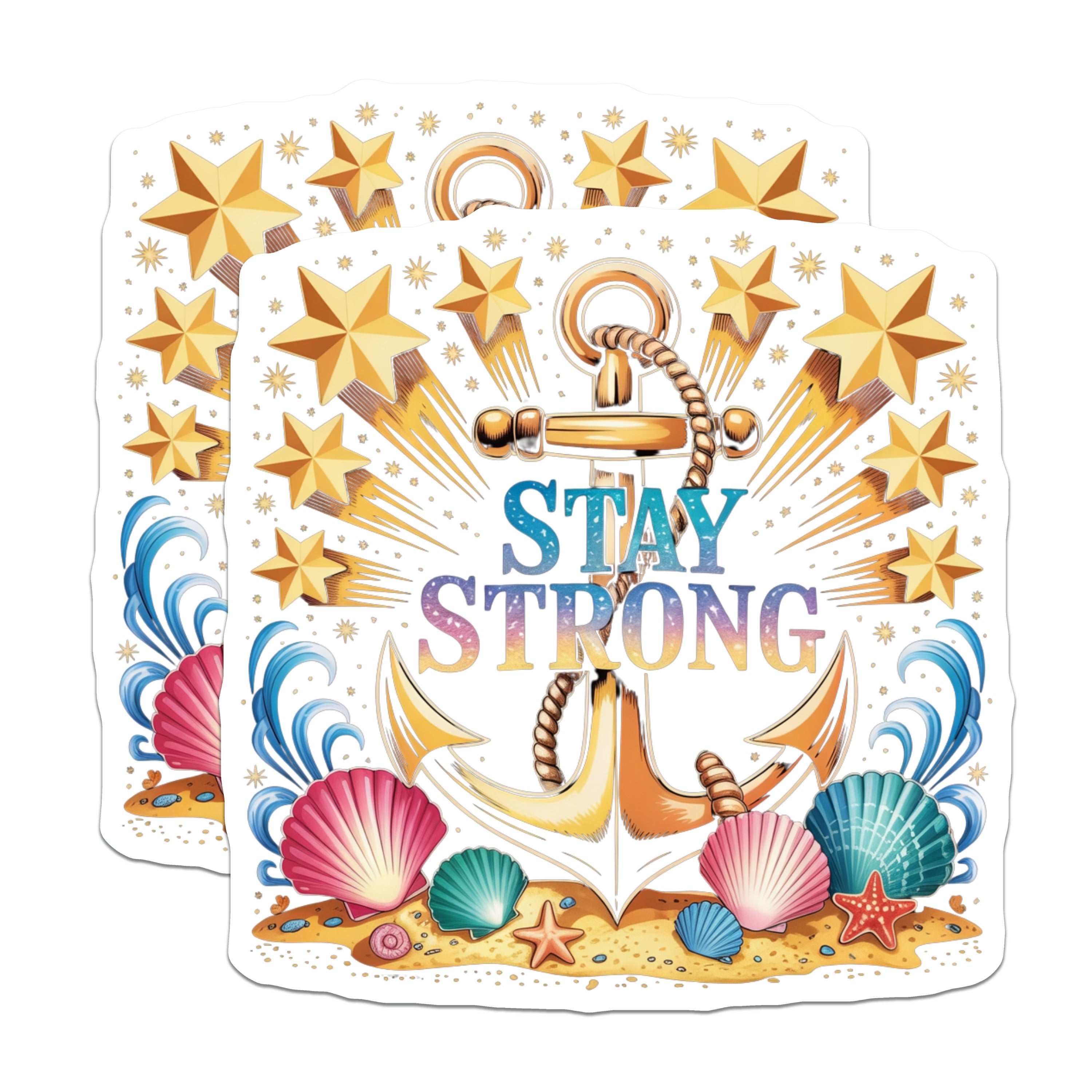 (2 Pack) Stay Strong Anchor Magnets - Inspirational Ocean Decor - Beach Vibe Affirmation - 5 Inches On Longest Side - Thick Durable Magnet - Made in USA - MAG37503